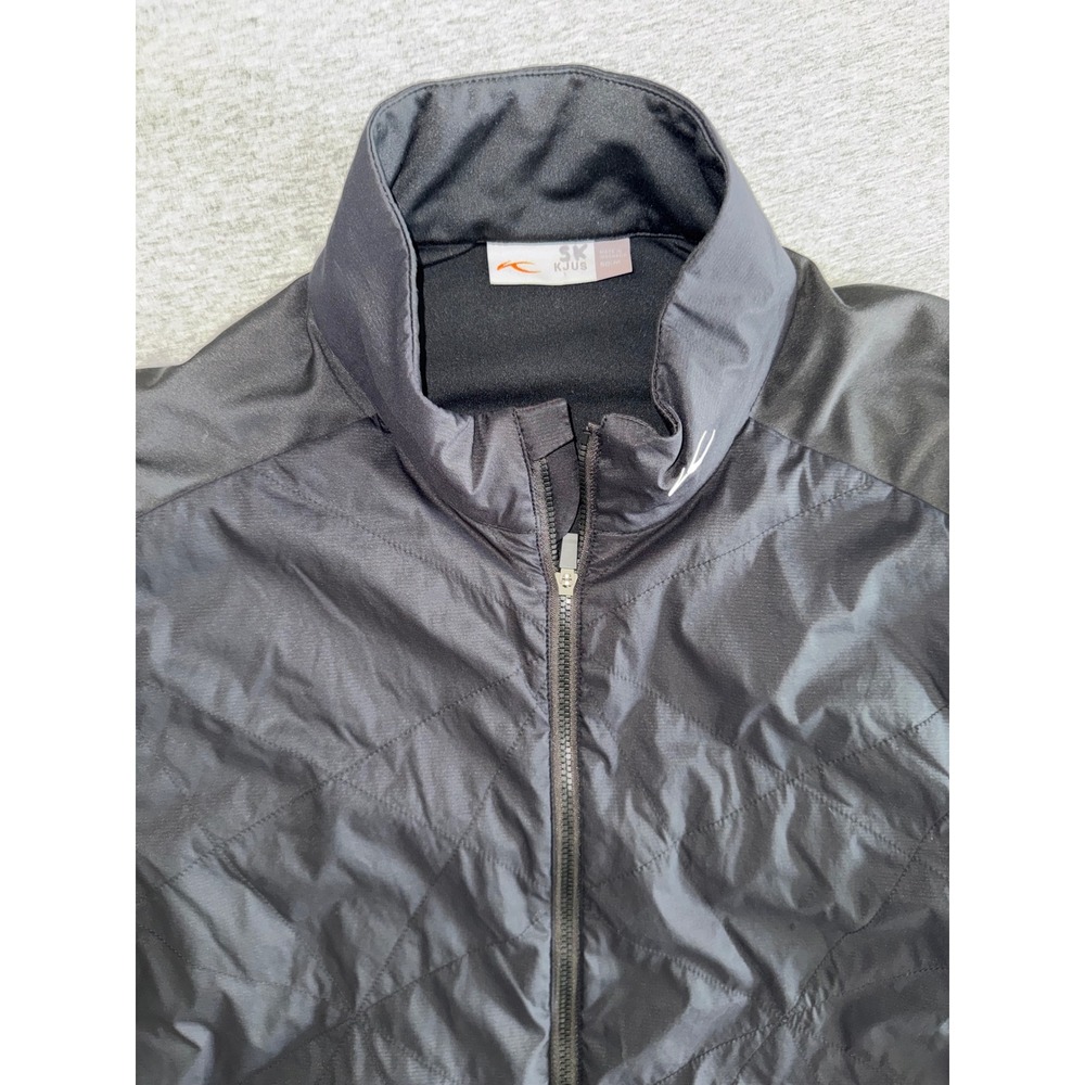 KJUS Men Black Gray Quilted Hybrid Golf Jacket Size Medium Full Zip Techwear